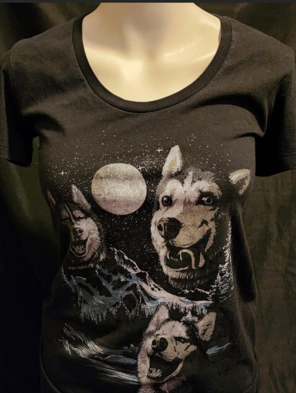 Black Husky Moonlight Graphic Dog T-Shirt